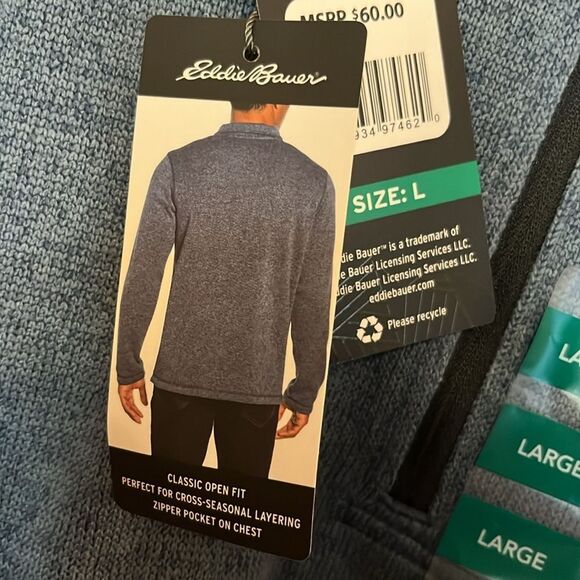 Men’s Eddie Bauer 1/4 zip fleece sweater size large NWT. - Picture 11 of 11